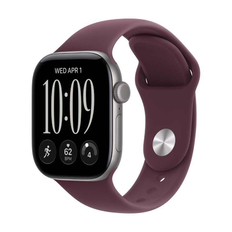 Apple Watch Series 12, 42 mm, Space Gray Aluminum Burgundy Sport Band M/L
